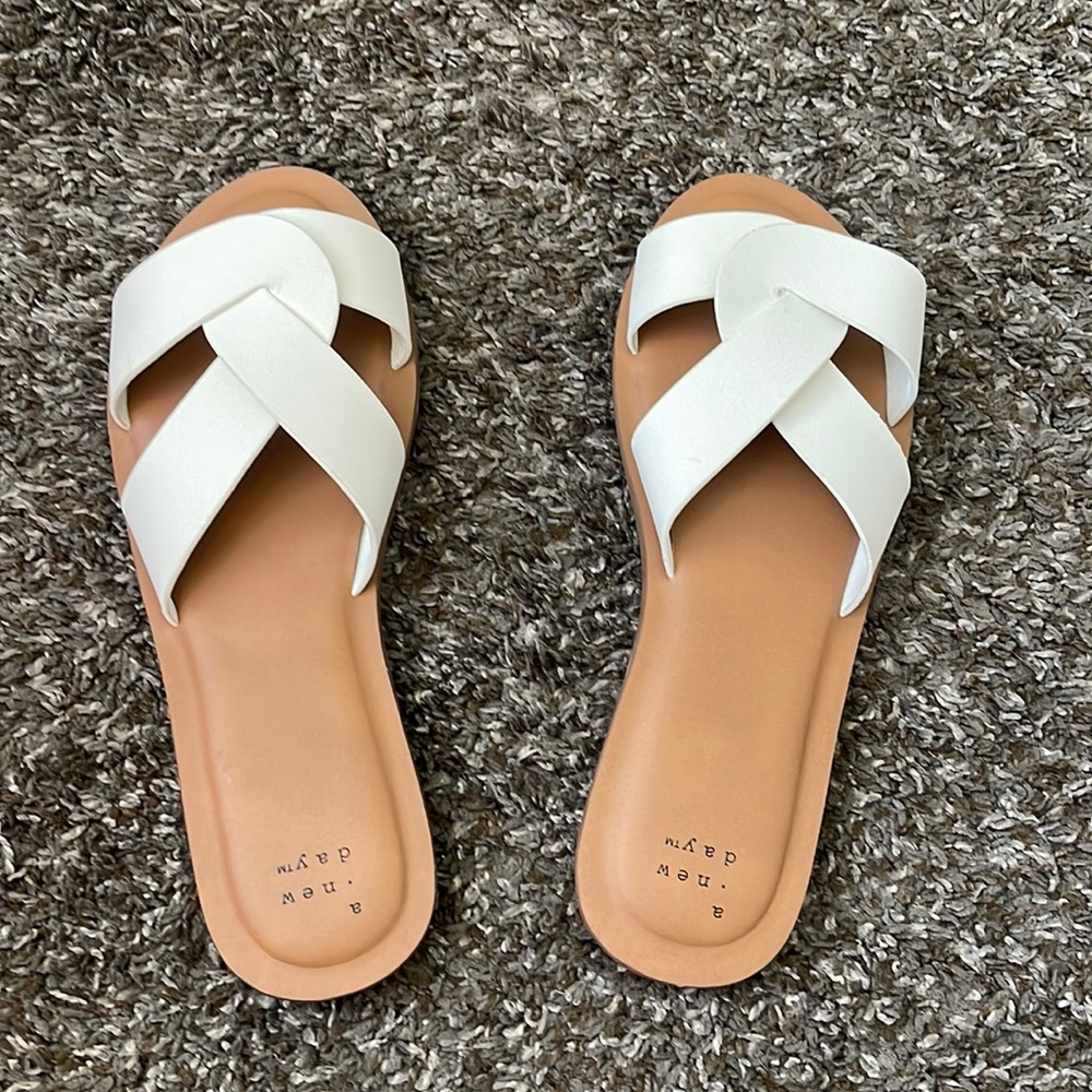 A new day white sandals